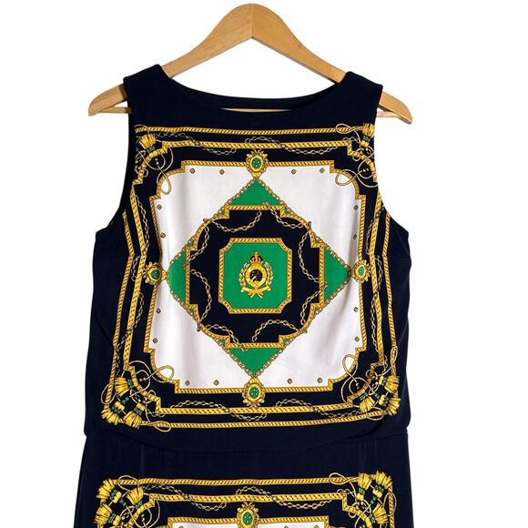 Lauren by Ralph Lauren Women's Baroque Equestrian Print Mini Dress Size 10 Multi - Picture 2 of 6